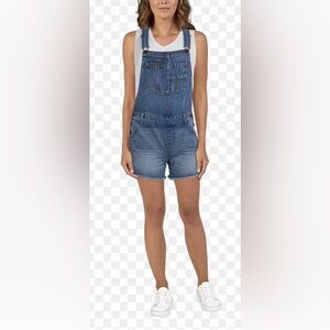 Distressed Denim Short Coveralls, Women’s Size Large